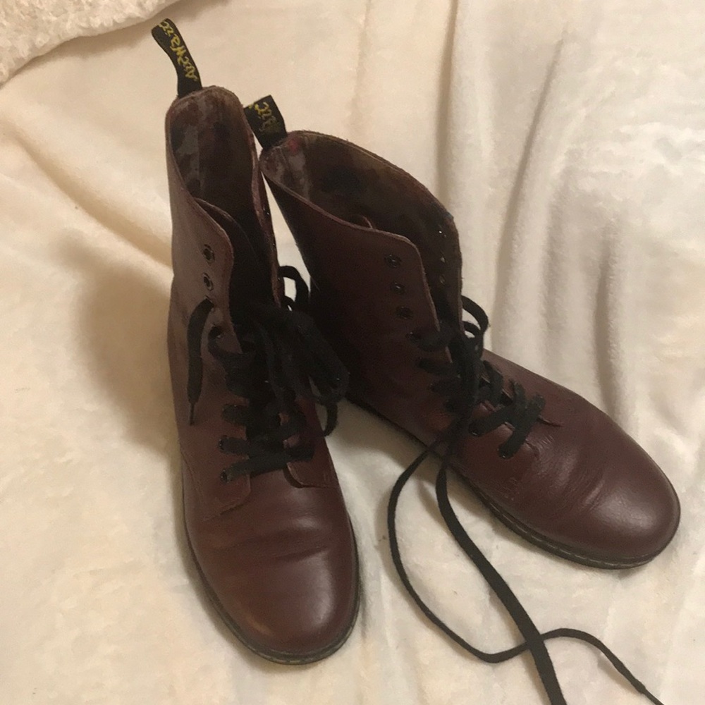 Dr. Martens Stratford Dark Red Soft Lace Up Boots